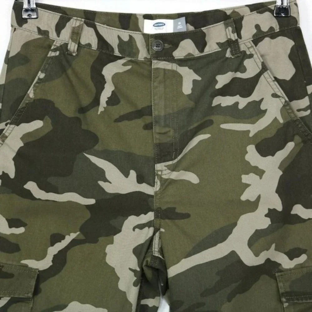 Old Navy‎ Boys Camo Camouflage Cargo Shorts Green Adjustable Waist 18 Husky